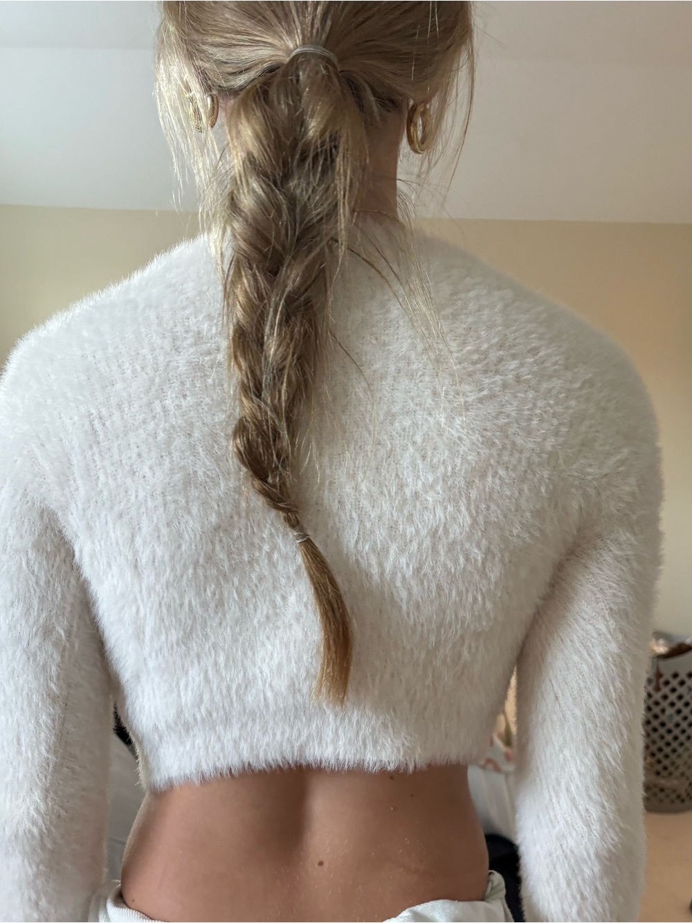 wild fable Plush Cropped Teddy Jacket in Ivory